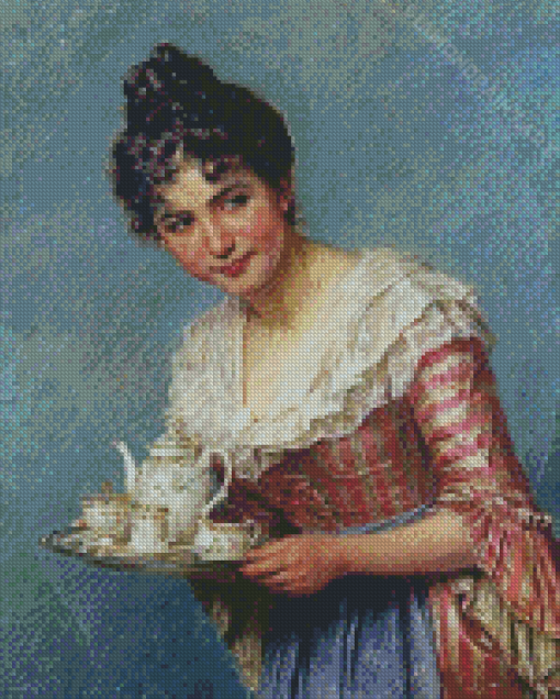 Girl And Tea Diamond Paintings