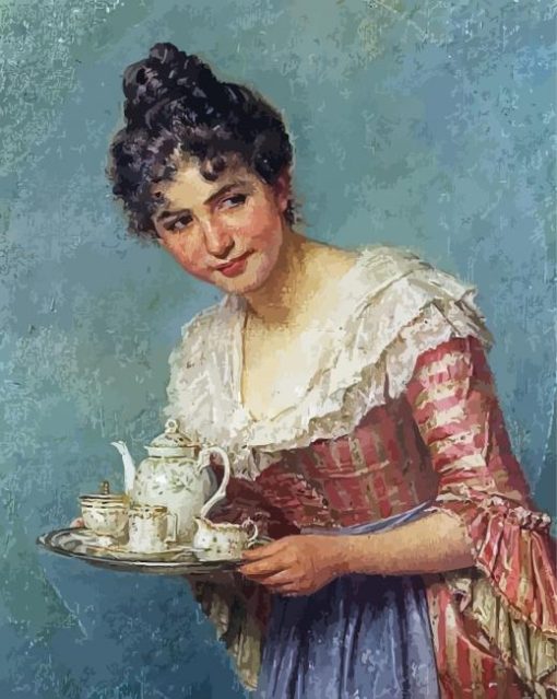 Girl And Tea Diamond Paintings