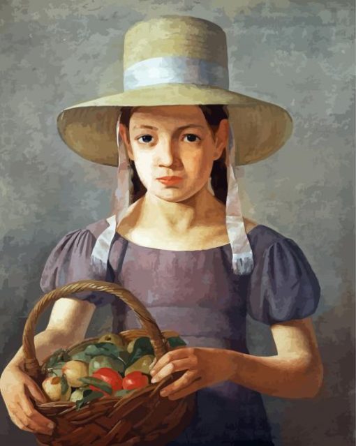 Girl With Fruit Basket Diamond Painting