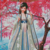 Girl In China Dress With Umbrella Diamond Painting