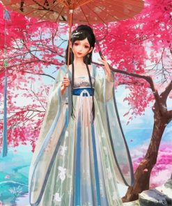 Girl In China Dress With Umbrella Diamond Painting