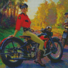 Girl On A Harley Diamond Painting