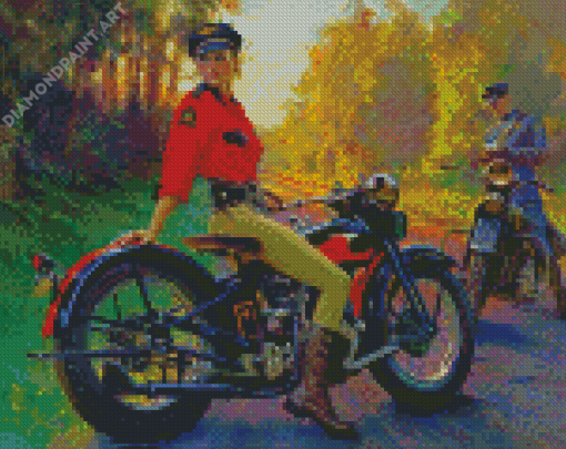 Girl On A Harley Diamond Painting