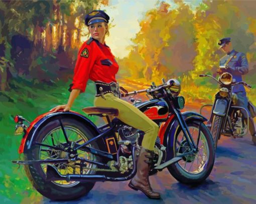 Girl On A Harley Diamond Painting