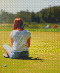 Golf Lady Sitting Diamond Painting