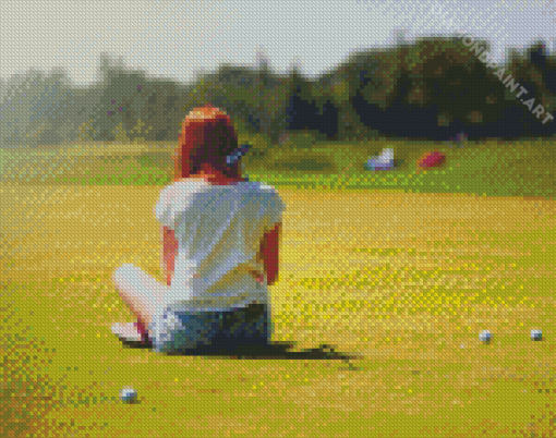 Golf Lady Sitting Diamond Painting