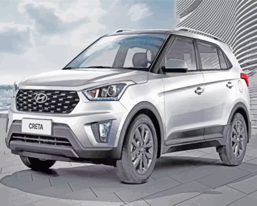 Grey Hyundai Creta Car Diamond Painting