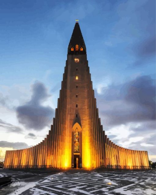 Hallgrimskirkja In Reykjavik Diamond Painting