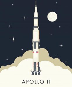 Illustration Apollo 11 Rocket Poster Diamond Paintings