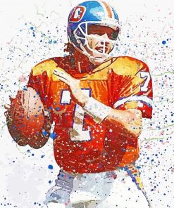 John Elway Splatter Art Diamond Painting