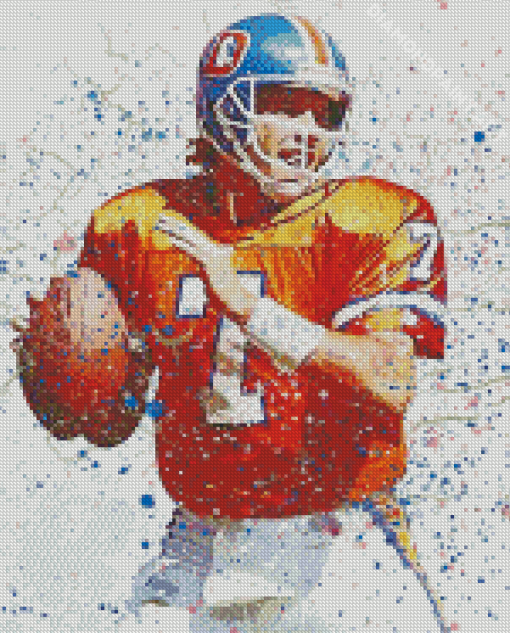 John Elway Splatter Art Diamond Painting