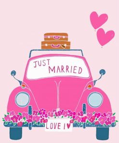 Just Married Car Art Diamond Painting