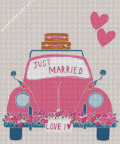 Just Married Car Art Diamond Painting