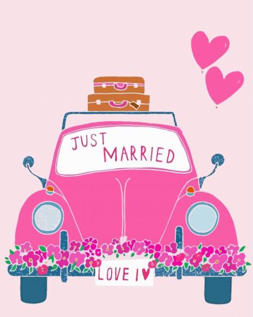 Just Married Car Art Diamond Painting