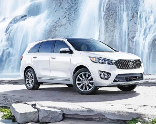 Kia Sorento By Waterfall Diamond Paintings