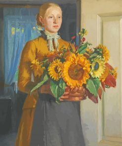 Lady With Sunflowers Diamond Painting