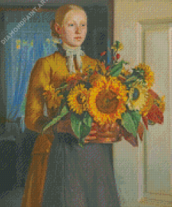 Lady With Sunflowers Diamond Painting