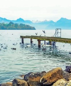 Lake Lucerne Pier Diamond Painting