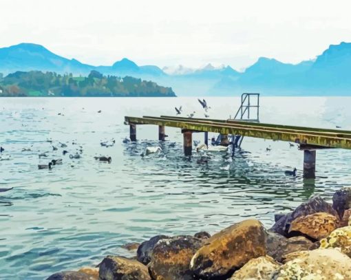 Lake Lucerne Pier Diamond Painting