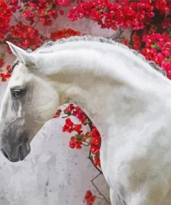 Lusitano And Red Blossoms Diamond Paintings