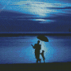 Man And Dog Silhouette With Umbrella Diamond Painting