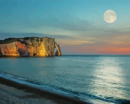 Moon Over Ocean Landscape Diamond Paintings