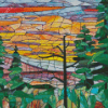 Mosaic Trees At Sunset Diamond Painting