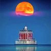 New London Ledge Light With Red Moon Diamond Painting