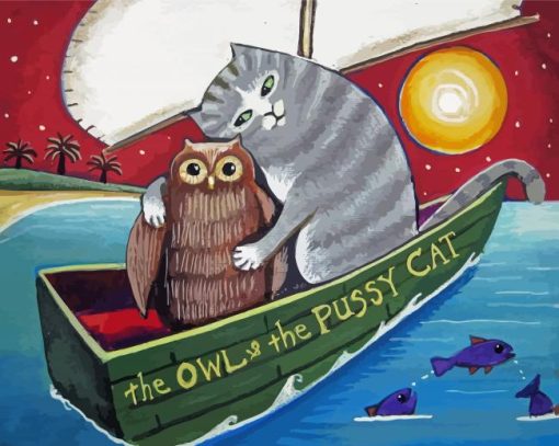 Owl And The Pussy Cat Diamond Painting