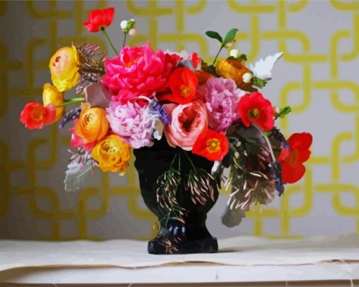 Peonies And Ranunculus Vase Diamond Paintings