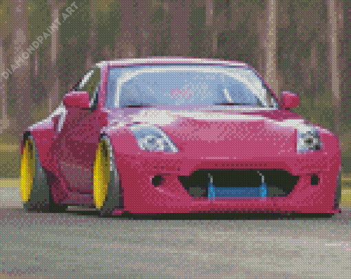 Pink Nissan 350z Car Diamond Painting