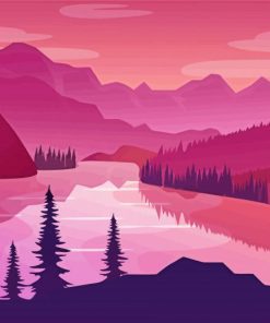 Pink Landscape Diamond Paintings