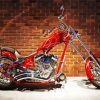 Red Chopper Motorcycle Diamond Painting