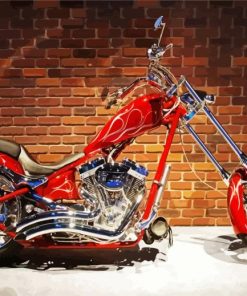 Red Chopper Motorcycle Diamond Painting