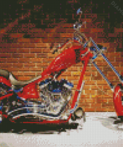 Red Chopper Motorcycle Diamond Painting