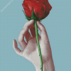 Red Rose And Hand Diamond Painting