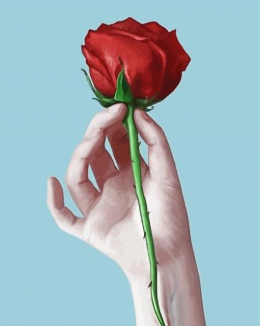 Red Rose And Hand Diamond Painting