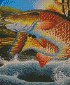 Red Drum Fish Art Diamond Painting