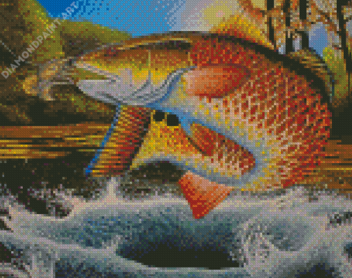 Red Drum Fish Art Diamond Painting