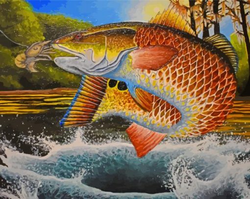 Red Drum Fish Art Diamond Painting