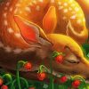 Resting Deer Among Strawberries Diamond Paintings