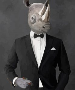 Rhino Wearing Black Suit Diamond Painting