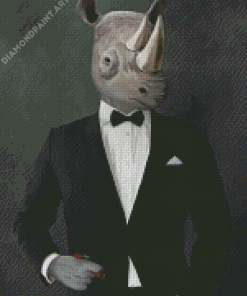 Rhino Wearing Black Suit Diamond Painting