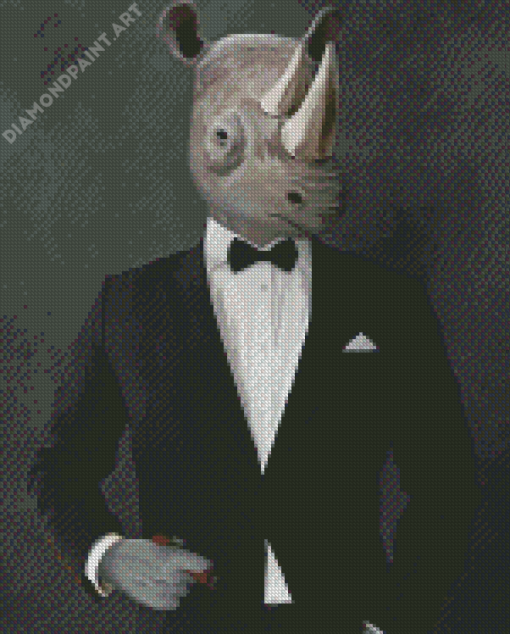 Rhino Wearing Black Suit Diamond Painting