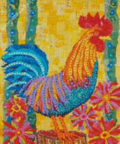 Rooster Flowers Art Diamond Paintings