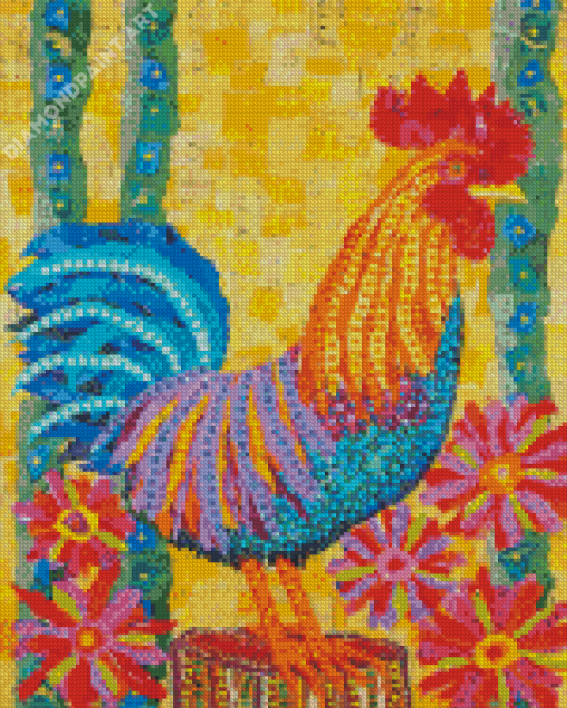 Rooster Flowers Art Diamond Paintings