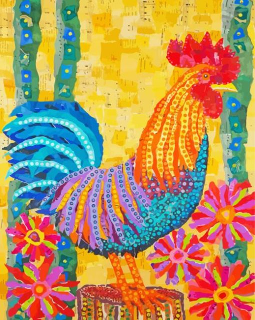 Rooster Flowers Art Diamond Paintings