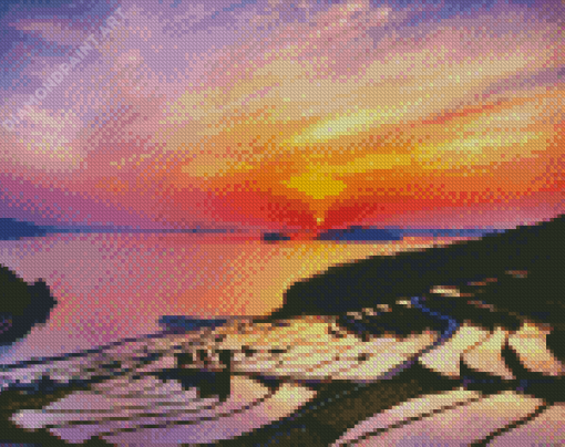 Sunset At Rice Terreces Diamond Painting