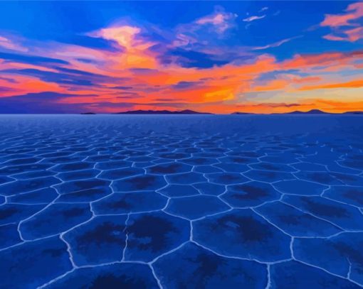 Sunset Bolivia Uyuni Salt Flat Diamond Paintings