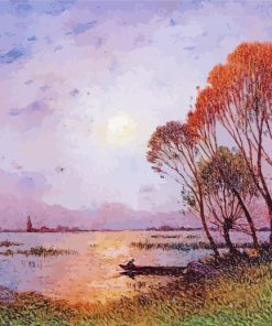 Sunset On The Grande Briere By Ferdinand Du Puigaudeau Diamond Painting